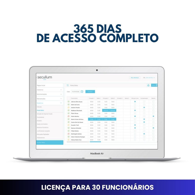 Sistema de Ponto Secullum Offline para 30 Funcionários - Licença Anual (Original)