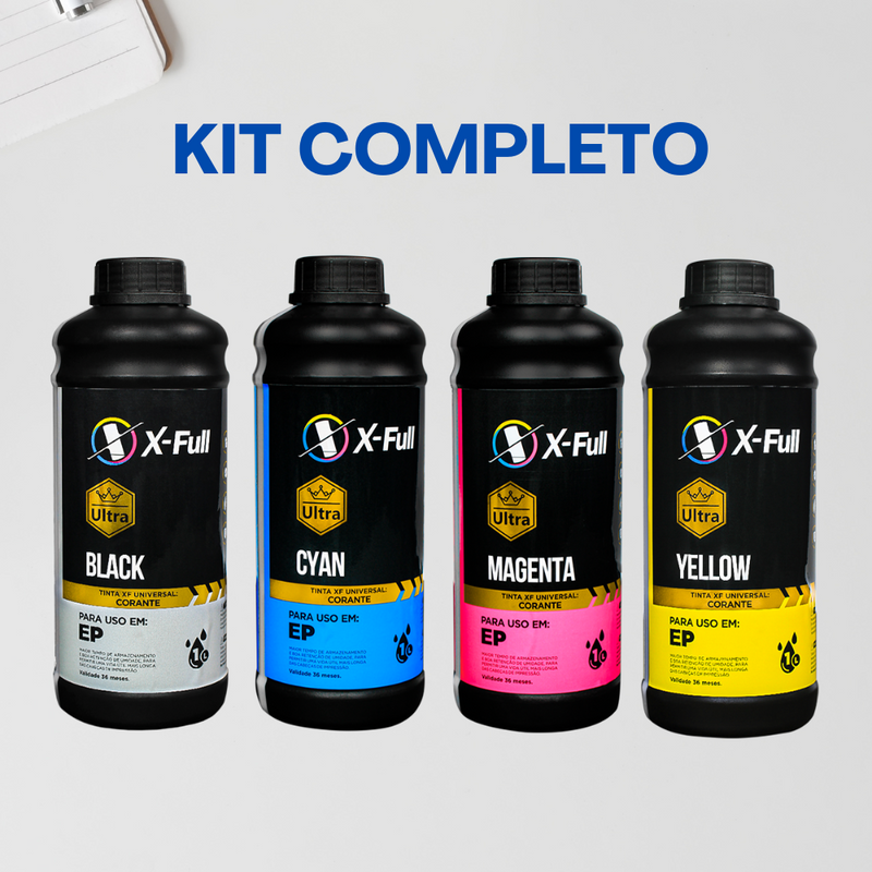 Tinta Corante Universal P/Epson Linha WF-C e L /4 Litros (4 Cores Ultra)