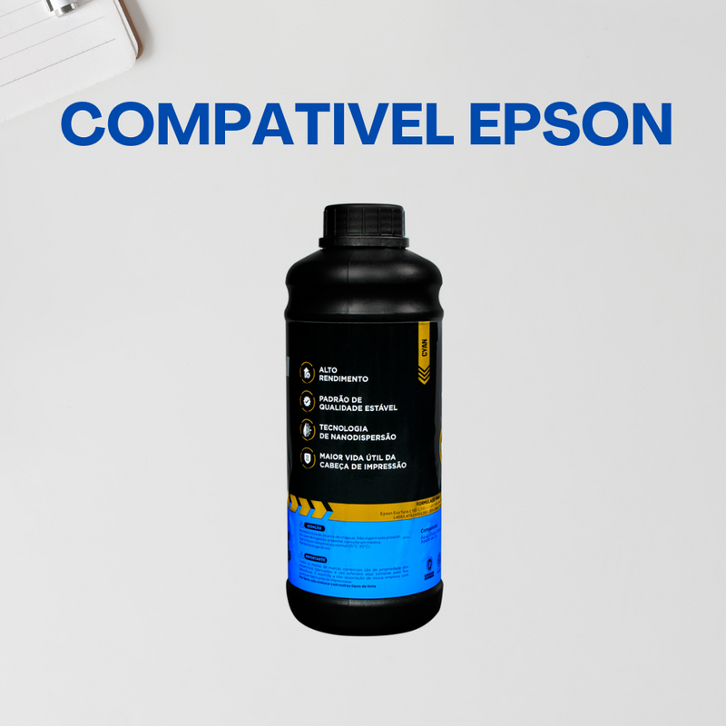 Tinta Corante Universal P/Epson WF-C e L (1 Litro - Cyan)