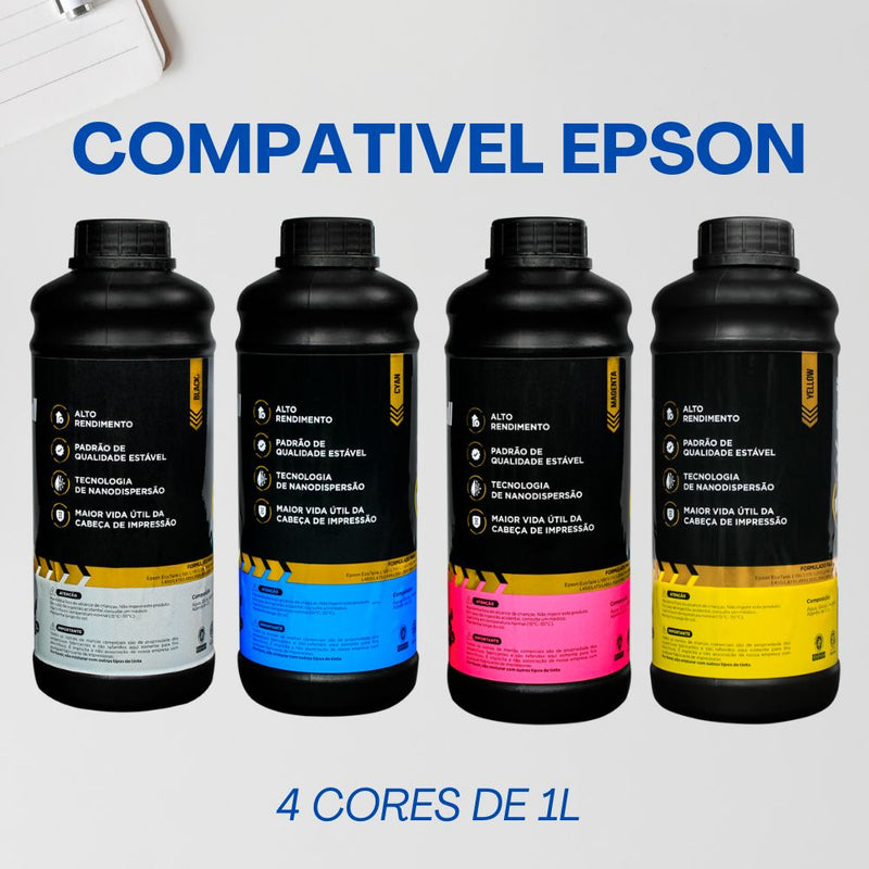 Tinta Corante Universal P/Epson Linha WF-C e L /4 Litros (4 Cores Ultra)