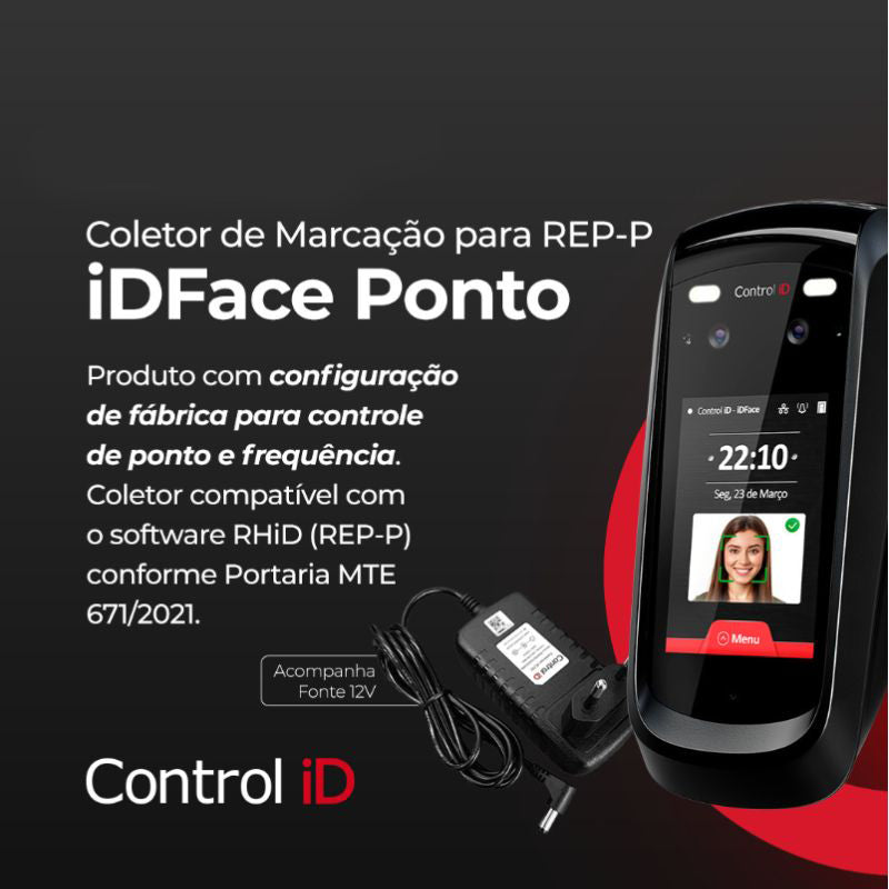 Relógio De Ponto Facial iDFace Control iD - Homologado 671