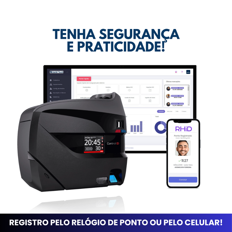Sistema de Registro e Apuração de Ponto RHID Control iD - 200 Colaboradores - Licença Mensal
